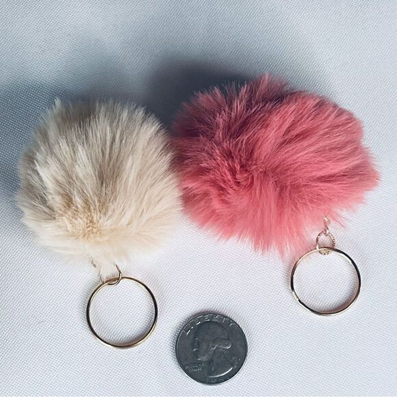 None Accessories - Dusty Pink & Tan Pom Keychain Set, Small